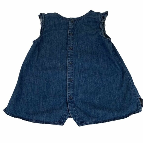 Hanna Andersson Girl's Size 140 (US 10) A-Line Top Denim Embroidered Sleeveless - Picture 3 of 6